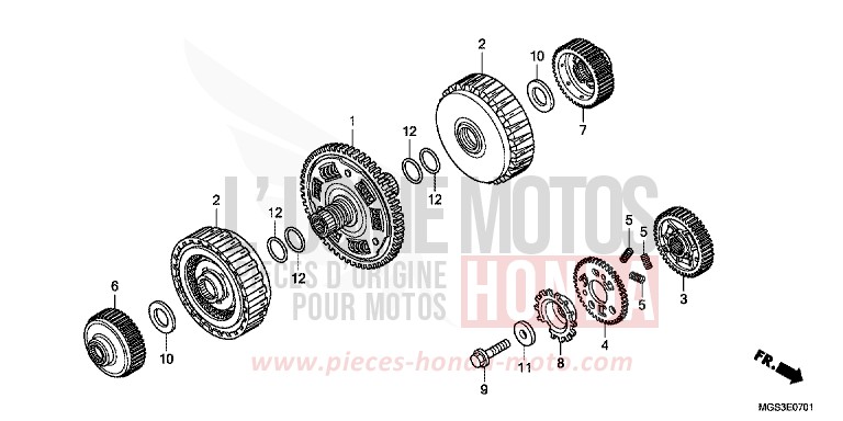 EMBRAYAGE (NC700XD) de NC700X DCT DEGITAL SILVER METALLIC (NHA30) 2012
